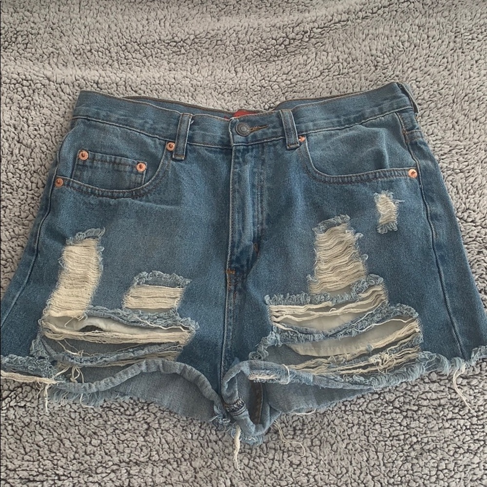 High waisted denim shorts